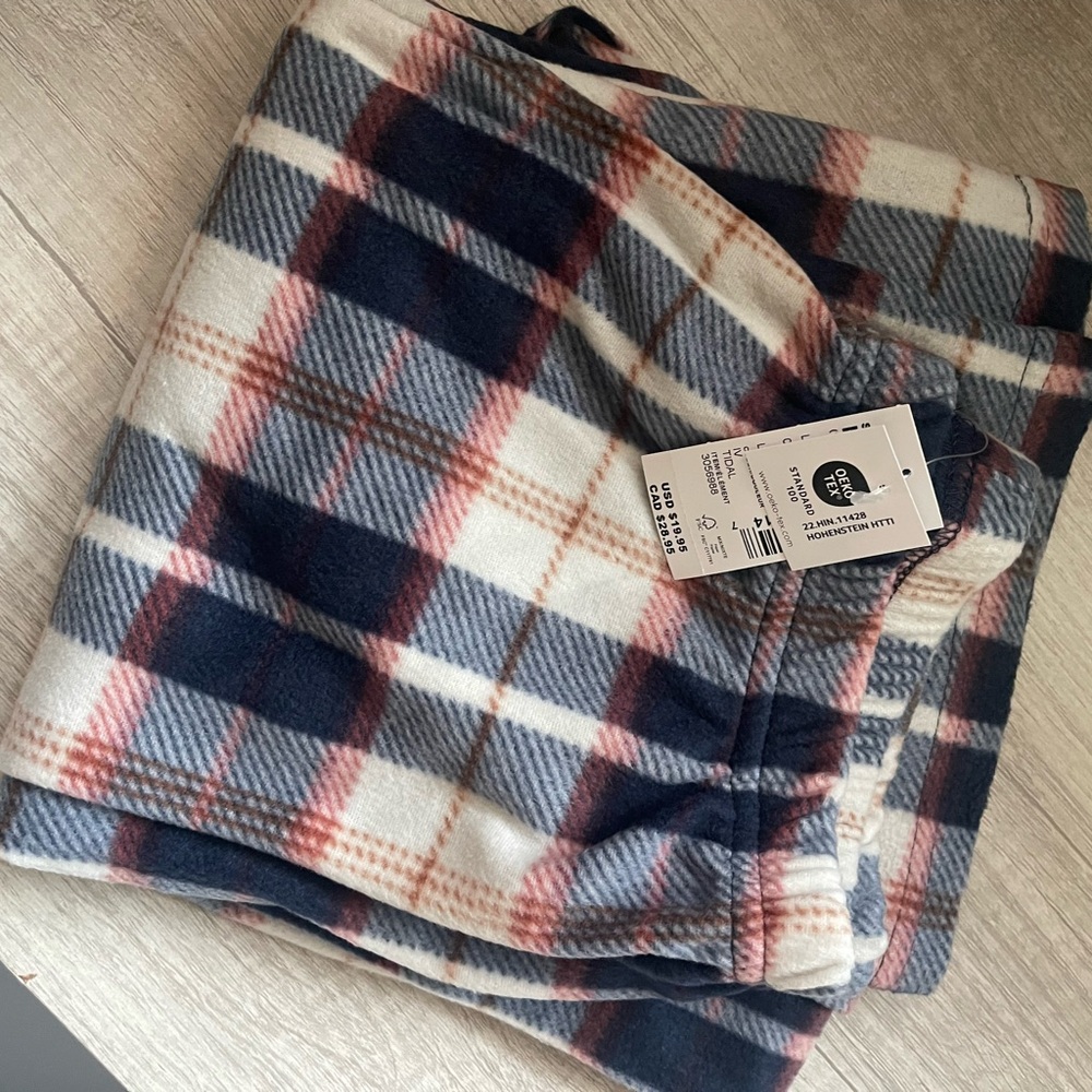 The Children's Place Navy, Light Blue & Cream Plaid Fleece Pajama Bottoms